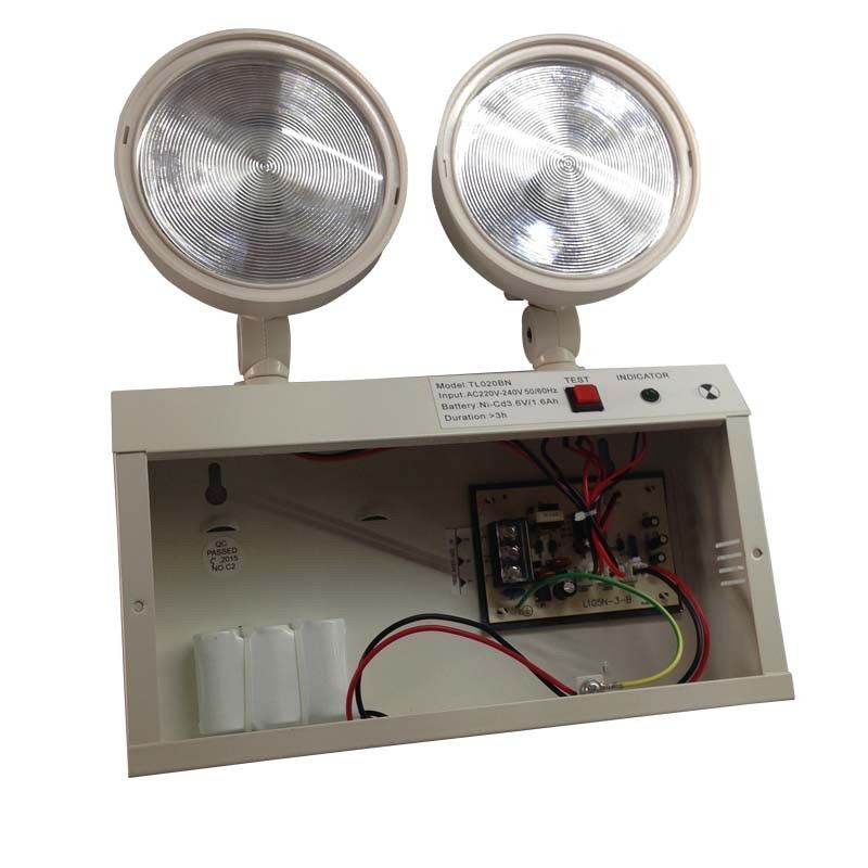 2W Twin Spot LED Emergency Lights with Steel Casing and Ni-Cd Battery for 3 Hours Duration