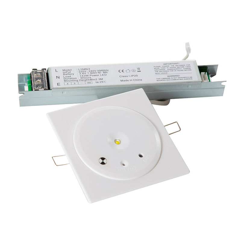 3 Hours Duration LED Emergency Light 3W SMD White Ceiling Recessed Mounted Ni-Cd Battery