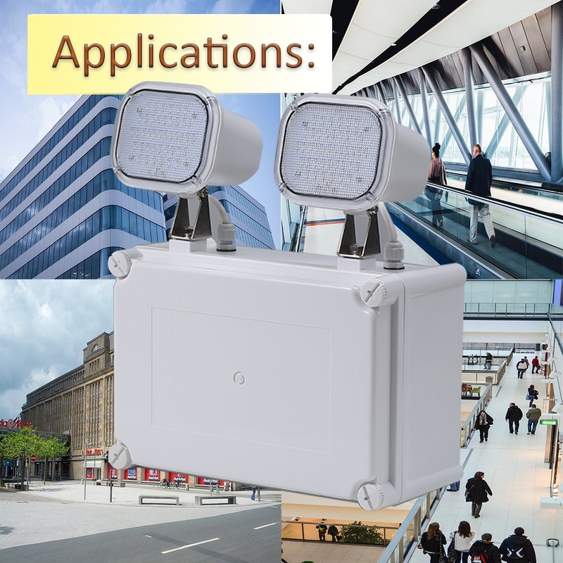 High Lumen 2x6W LED Twin Spot Emergency Light 3 Years Warranty 50000 Hours Lifespan