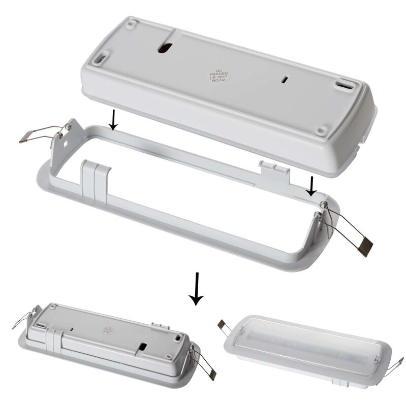 LED Ceiling Recessed Emergency Exit Sign Light Ni-Cd Battery 3 Year Warranty 6500K