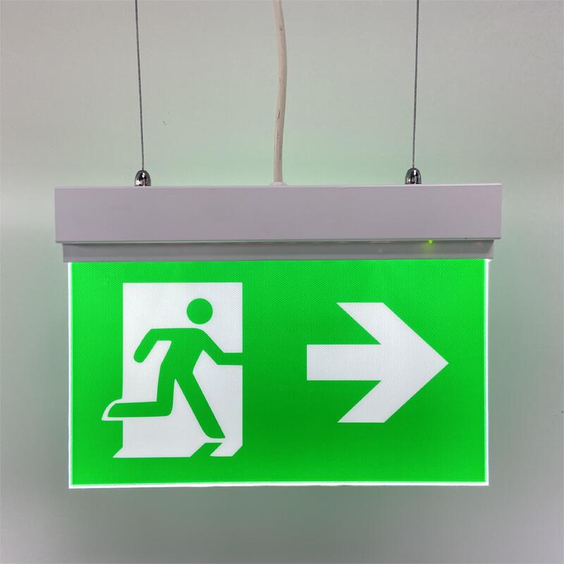 Double Sided Rechargeable LED Emergency Exit Sign with 3 Hours Backup, Li-ion Battery, and Plastic Construction