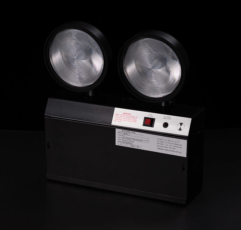 CE Black Casing LED Twin Spot Emergency Light 3 Years Warranty 3.6V 1.6Ah Battery TL020DN