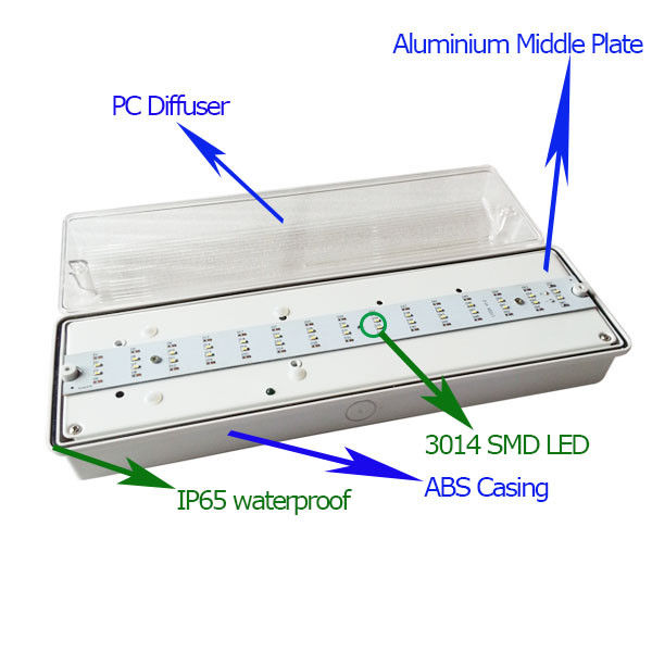 Automatic Wall Surface Mounted emergency lighting fire exit signs for Buildings