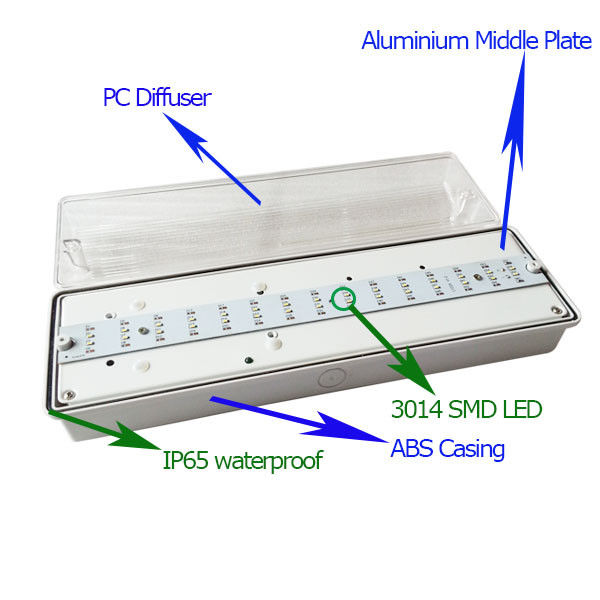 Battery Operated Self Testing Waterproof Emergency Light Outdoor IP65 Wet Location Rechargeable EL030AN